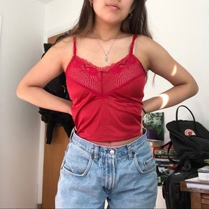 vintage red lace cami